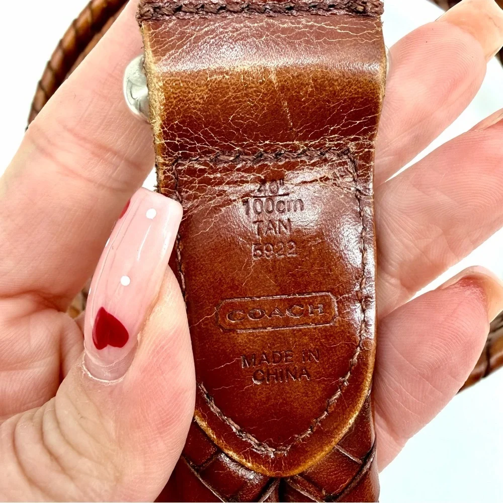 COACH VINTAGE 5922 Tan Braided Leather Woven Belt Size 40